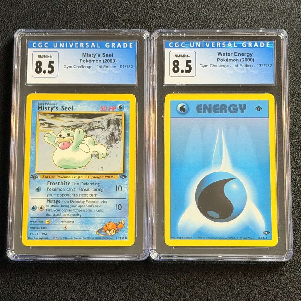 Misty's Seel 1st Ed. 91/132 + Water Energy CGC 8.5 Pokemon‎ 2000 Gym Challenge